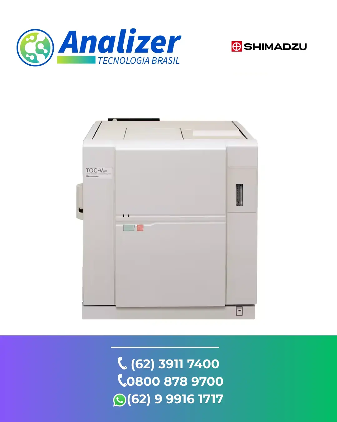 AJUSTE ANALISADOR TOC DE OXIDACAO UMIDA TOC VWP SHIMADZU BRASIL