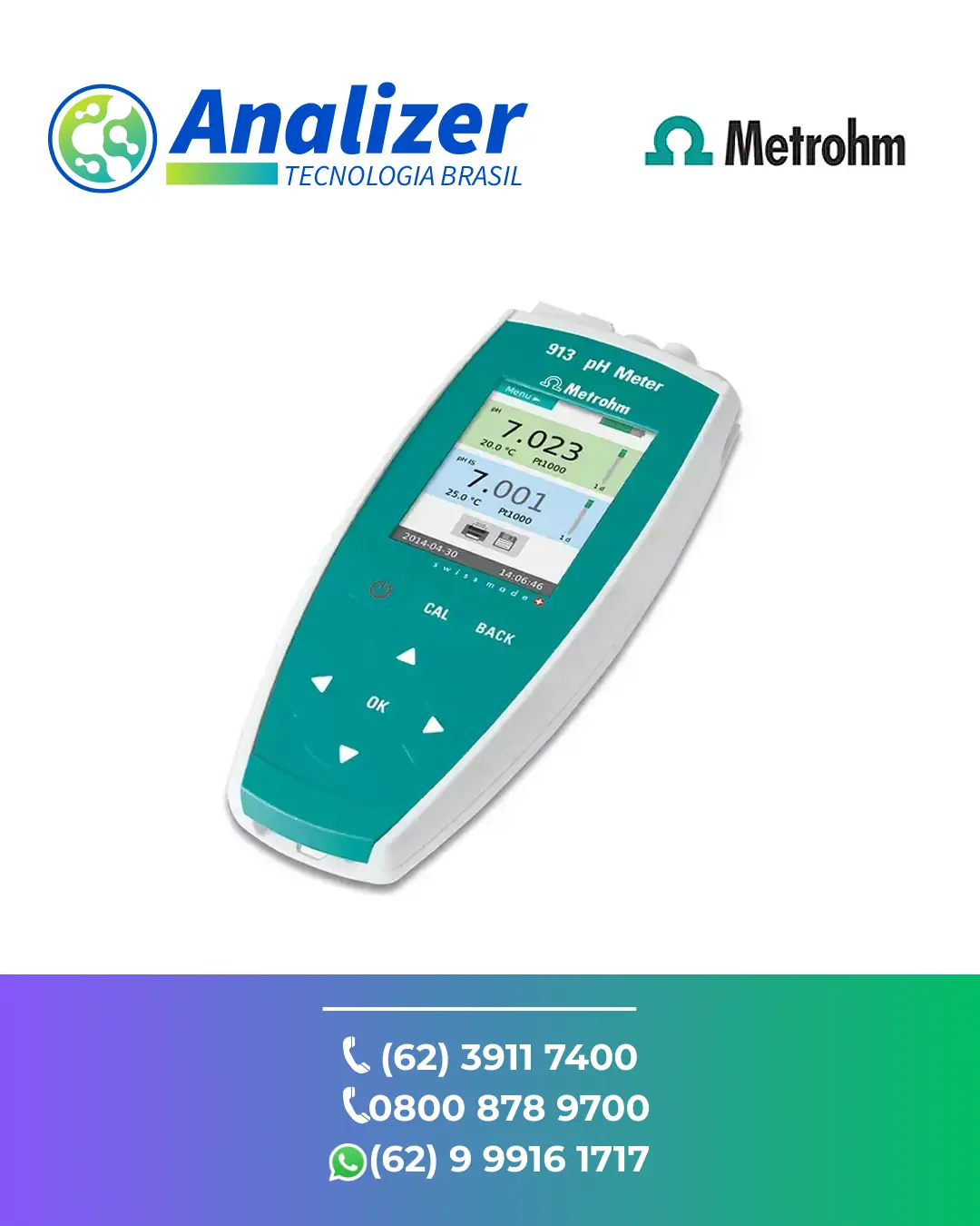AJUSTE MEDIDOR DE PH PORTATIL 913 METROHM BRASIL