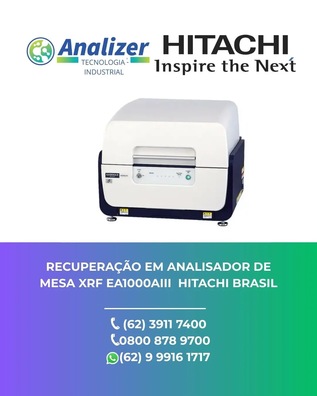 ASSISTÊNCIA ANALISADOR DE MESA XRF EA1000AIII HITACHI BRASIL