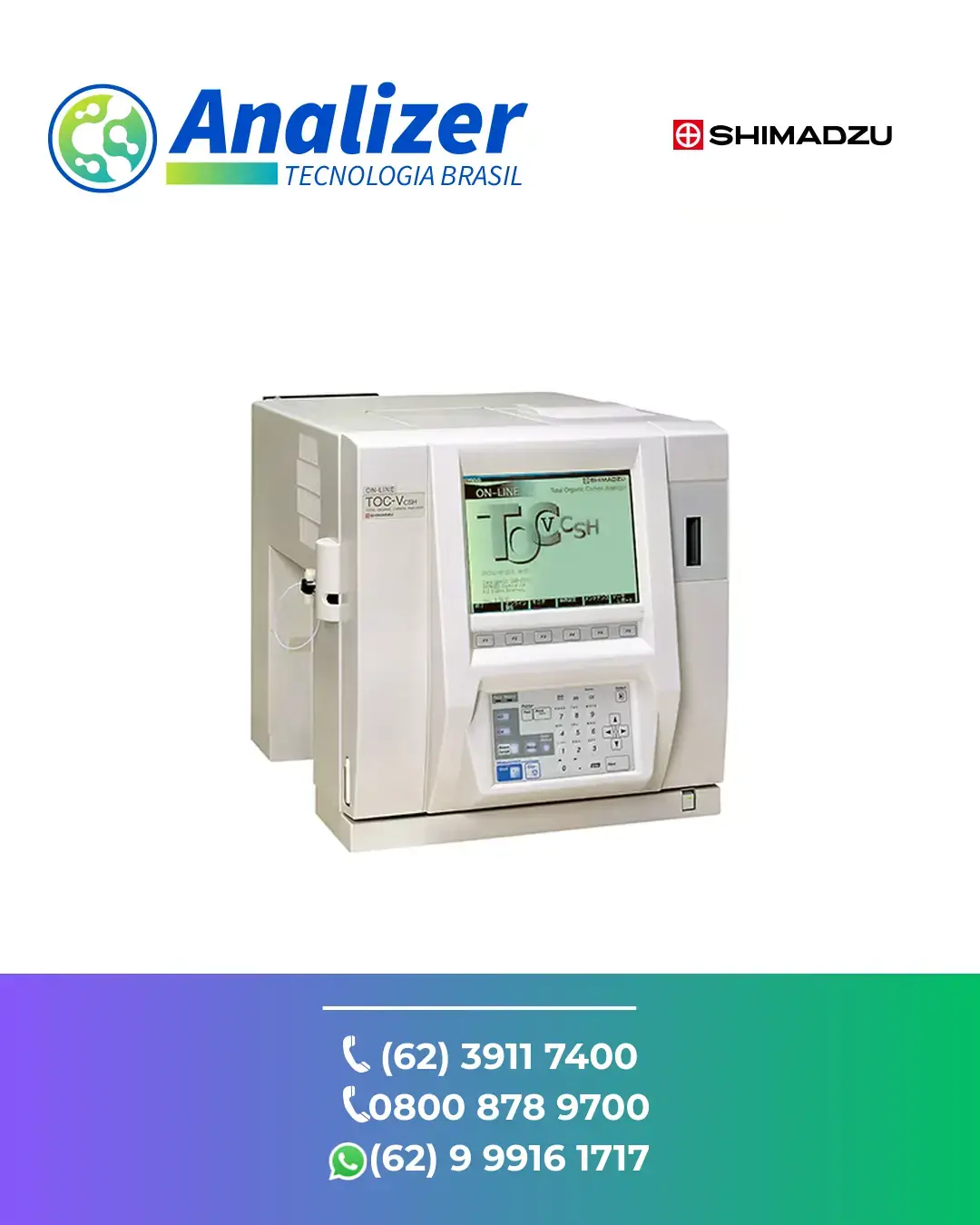 ASSISTÊNCIA ANALISADOR TOC ON LINE TOC VCSH SHIMADZU BRASIL