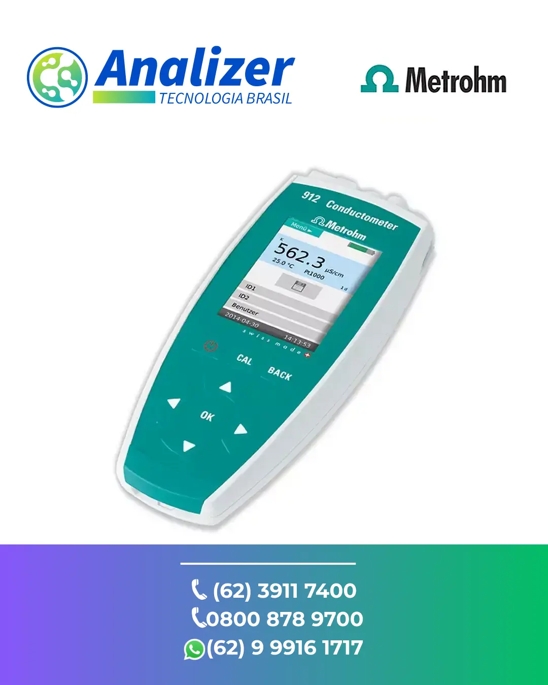 CONSERTO EM CONDUCTÔMETRO PORTATIL 912 METROHM BRASIL
