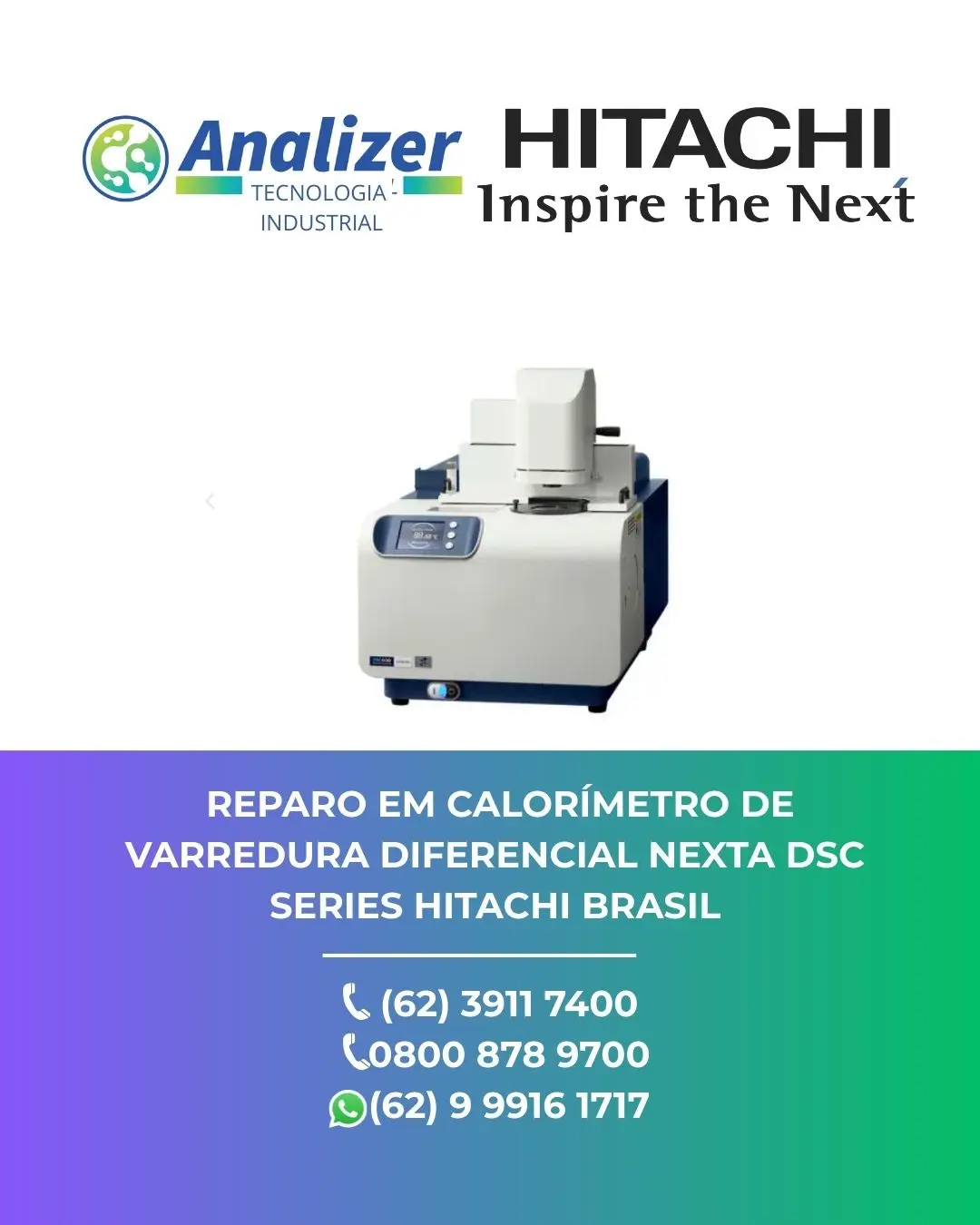 CORREÇÃO CALORÍMETRO DE VARREDURA DIFERENCIAL NEXTA DSC SERIES HITACHI BRASIL