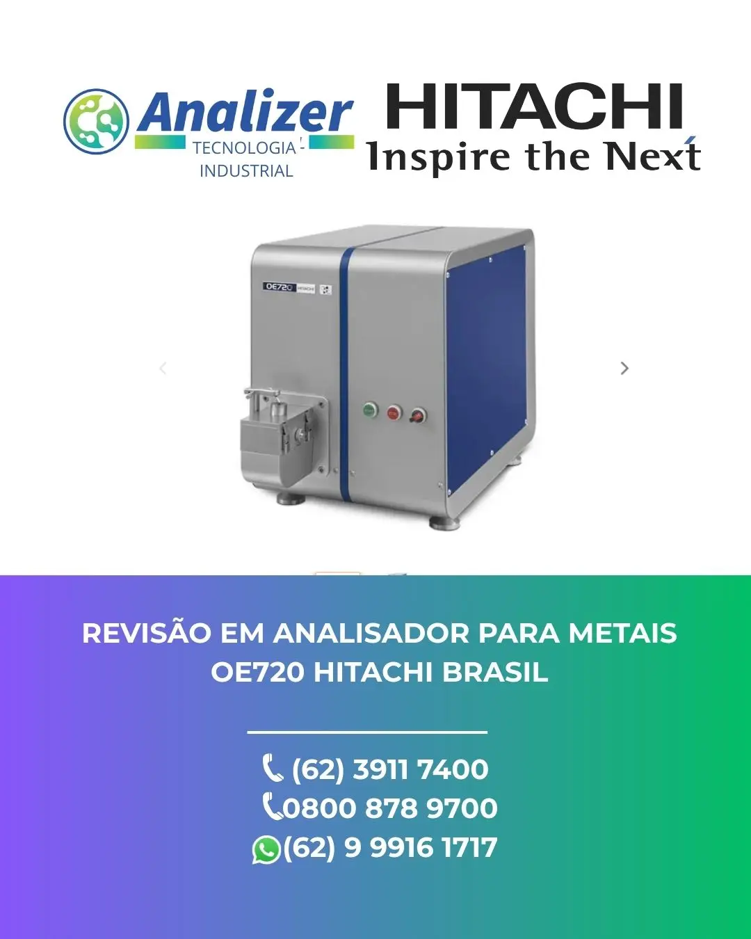 MANUTENÇÃO ANALISADOR PARA METAIS OE720 HITACHI BRASIL
