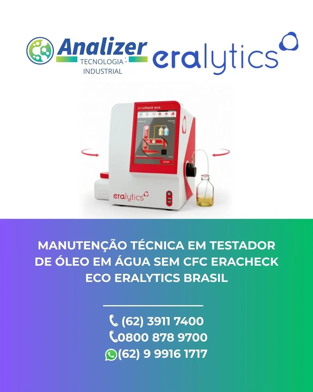 MANUTENÇÃO EM TESTADOR DE ÓLEO ÁGUA S CFC ERACHECK ECO ERALYTICS BRASIL
