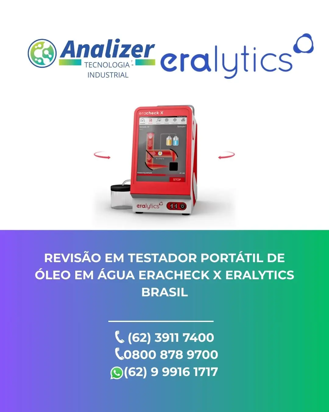 MANUTENÇÃO EM TESTADOR PORTÁTIL DE ÓLEO ÁGUA ERACHECK X ERALYTICS BRASIL