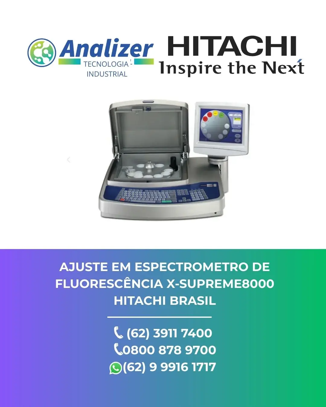 MANUTENÇÃO ESPECTROMETRO DE FLUORESCÊNCIA X SUPREME8000 HITACHI BRASIL