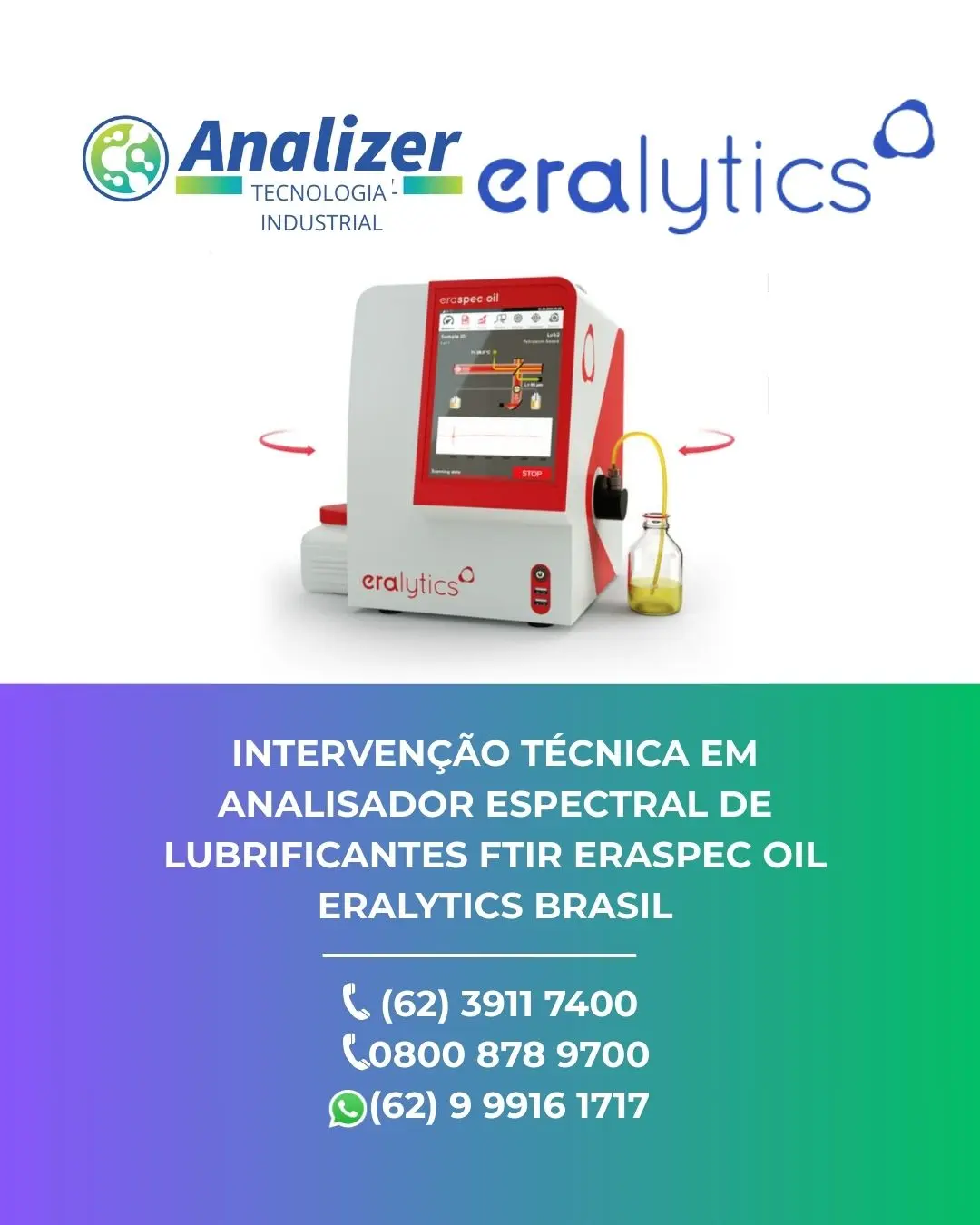 MANUTENÇÃO PREVENTIVA ANALISADOR ESPECTRAL DE LUBRIFICANTES FTIR ERASPEC OIL ERALYTICS BRASIL