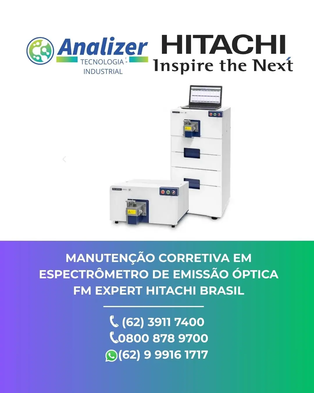 REPARO ESPECTRÔMETRO DE EMISSÃO ÓPTICA FM EXPERT HITACHI BRASIL